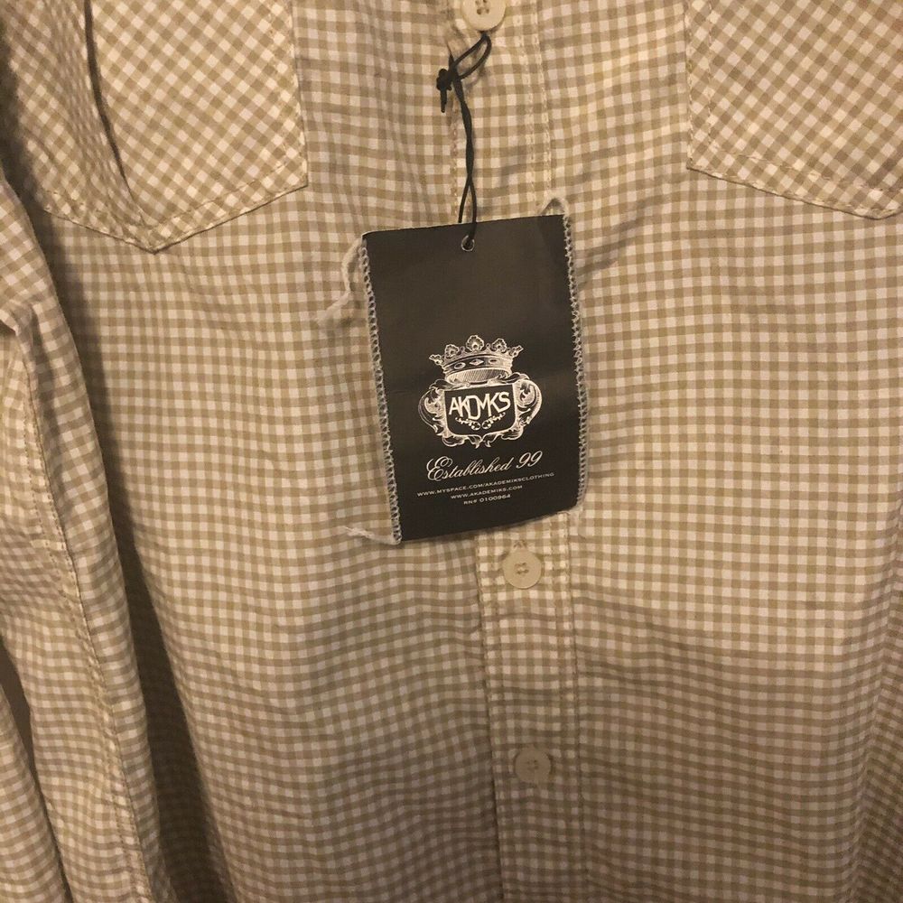 Akademiks mens  Beige And white plaid shirt